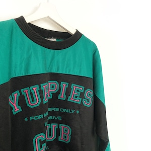 Vintage sweater unisex black green long sleeves jumper for men women size M made in Denmark y2k