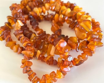 Collar vintage de ámbar báltico natural, con grandes cuentas gruesas de ámbar color miel y caramelo, auténtica joya larga y llamativa, 150 gramos, 5.29 oz.