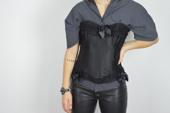 Top corset vintage negro y2k para cremallera -