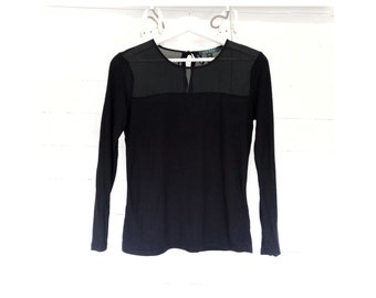 LAUREN RALPH LAUREN vintage long sleeves tied back straps viscose black top blouse for women xs