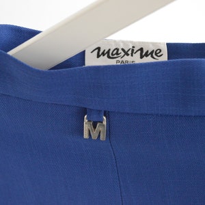 French vintage blazer skirt set, blue long sleeves jacket and knee length pencil skirt fr 42, uk 14, eu 40, us 10 medium/large