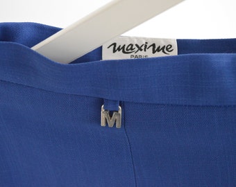 Vintage French Blazer Skirt Set: Blue Pencil Skirt Suit (EU 40)