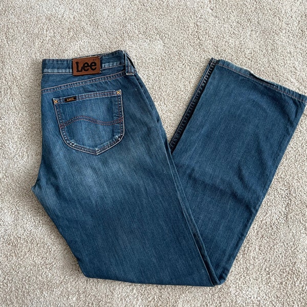 Jeans vintage LEE w32 l33 pantaloni in denim blu pantaloni dritti