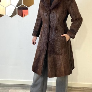 Vintage Norwegian Real Fur Suede Coat: Women's Retro Overcoat (S/M) image 13