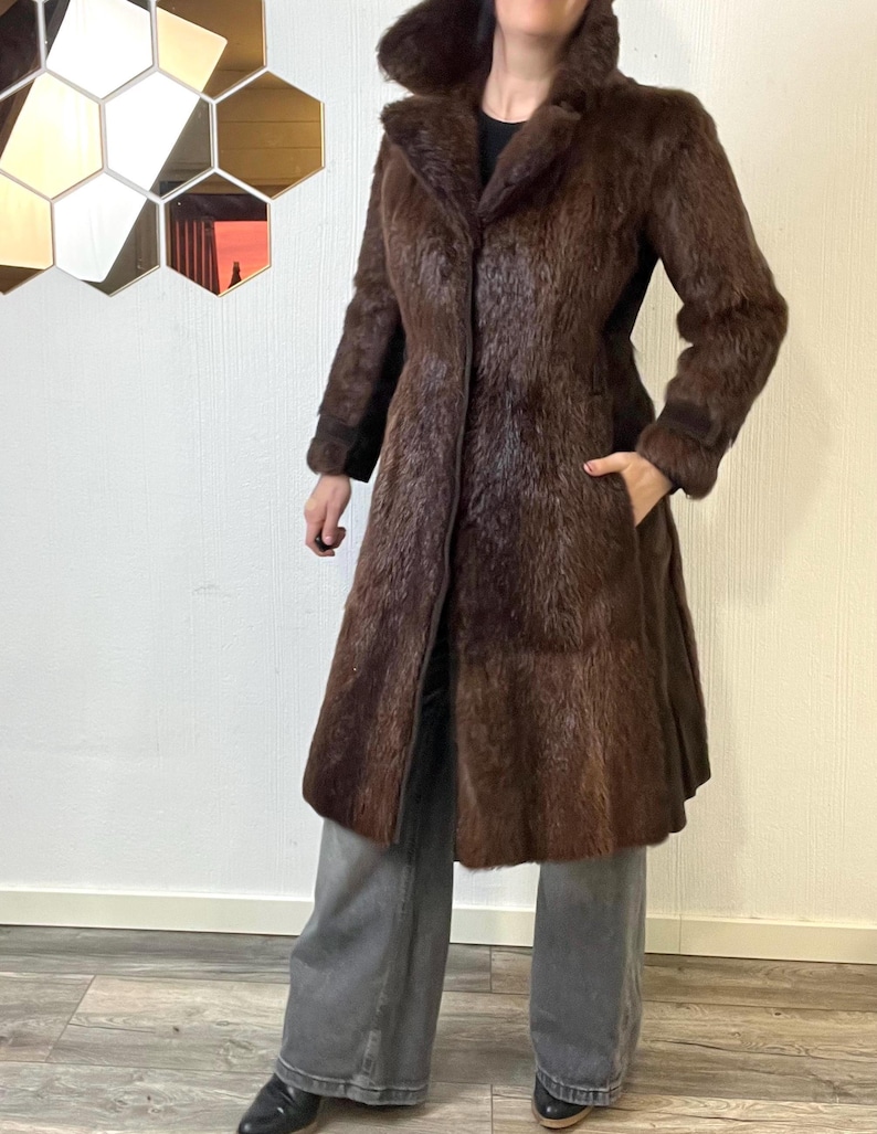 Vintage Norwegian Real Fur Suede Coat: Women's Retro Overcoat (S/M) image 13