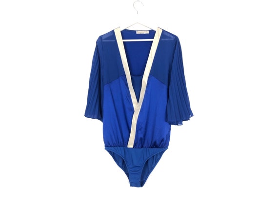 Italian vintage top royal blue bodysuit for women… - image 2