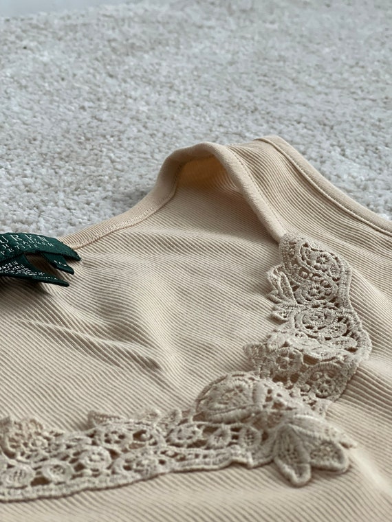 RALPH LAUREN vintage beige cotton lace y2k top li… - image 3