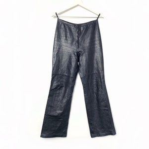 Vintage leather dark blue pants, lined trousers for women, size s