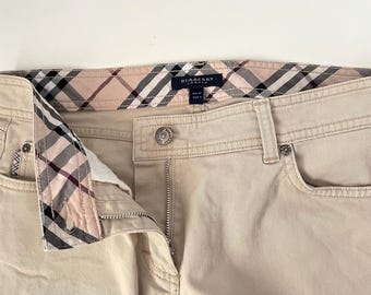 BURBERRY London vintage beige broek, nova-geruite taillemaat M