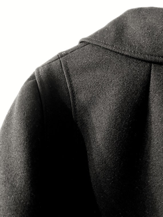 Vintage oversized coat long black pocketed wool o… - image 5