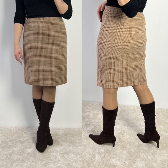 ESCADA vintage brown beige pencil skirt size m l … - image 3
