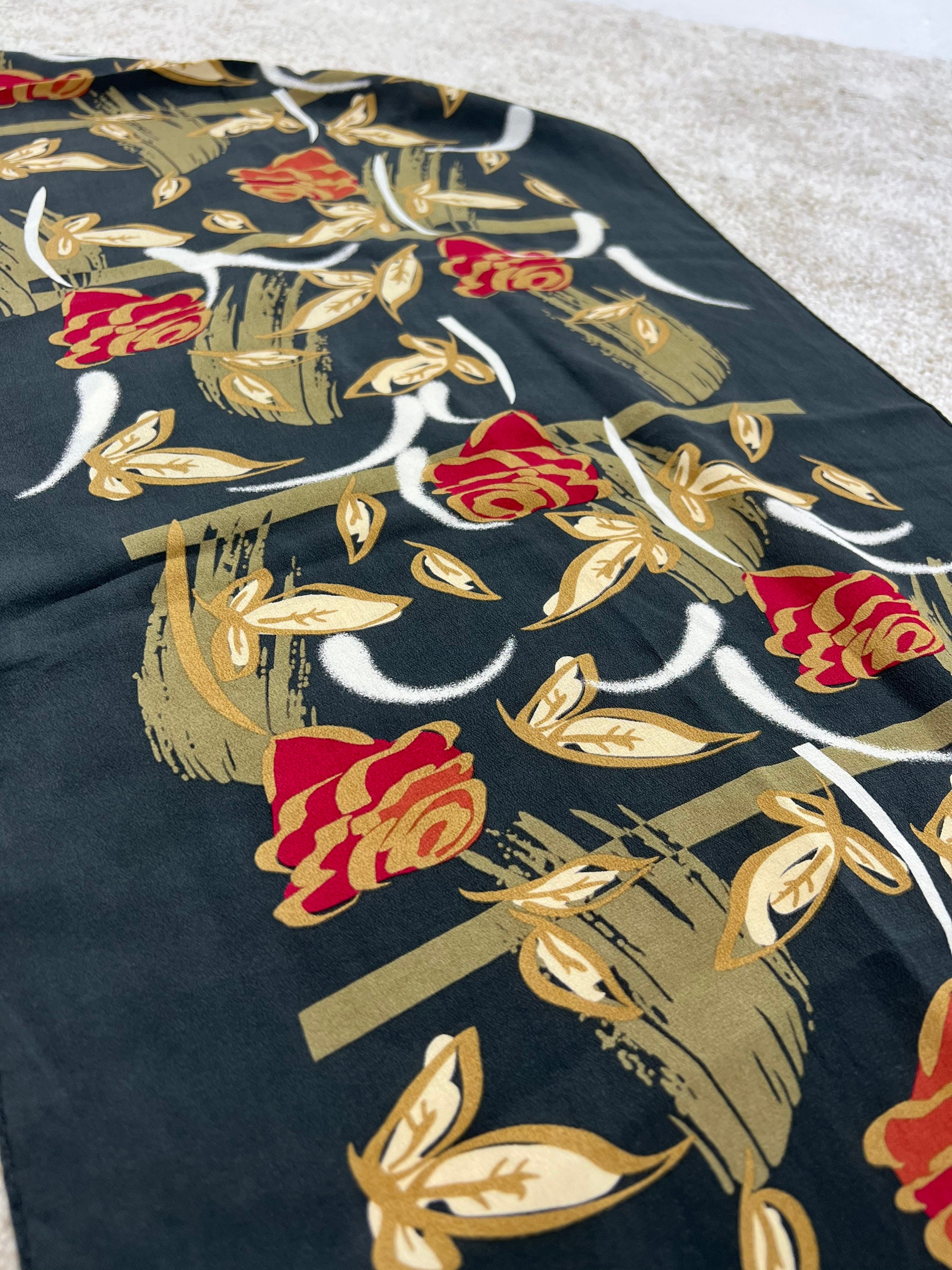 Marja Kurki Vintage Long Silk Grey Lightweight Scarf for Women Beige ...