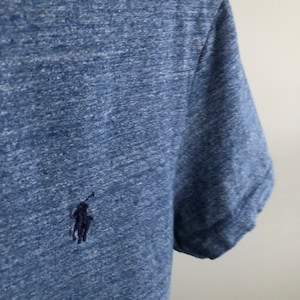RALPH LAUREN vintage blau t-shirt gesticktes Logo Größe xs