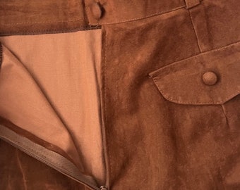 French vintage brown suede skirt, for women size l (large), fr 44, Paris BEM’S
