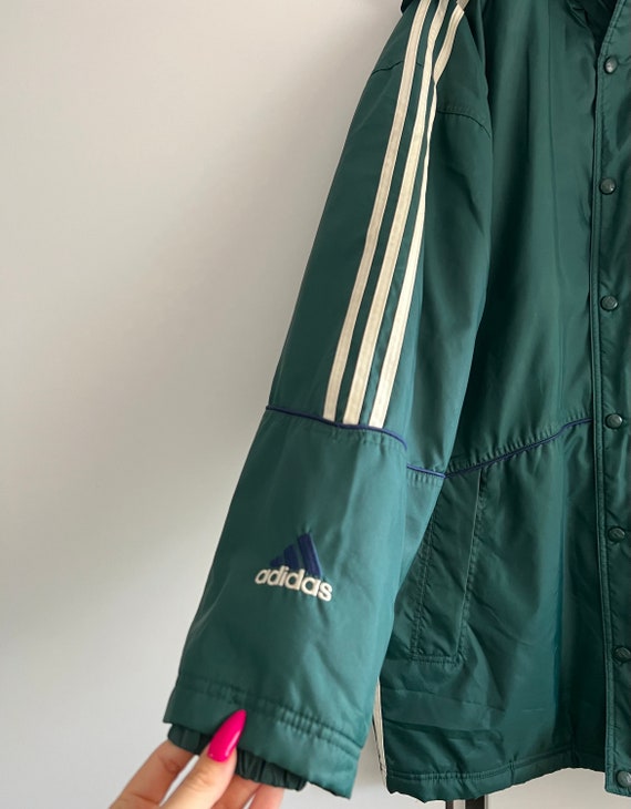 ADIDAS 70s 80s Vintage Windbreaker, Green White Oversized ADIDAS 70s 80s Vintage Windbreaker, Green White Oversized