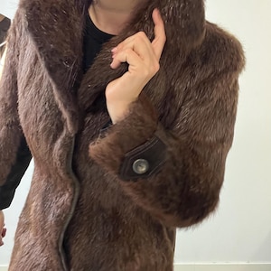 Vintage Norwegian Real Fur Suede Coat: Women's Retro Overcoat (S/M) image 1