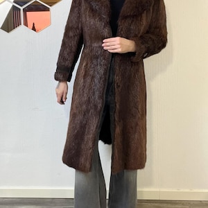 Vintage Norwegian Real Fur Suede Coat: Women's Retro Overcoat (S/M) image 5