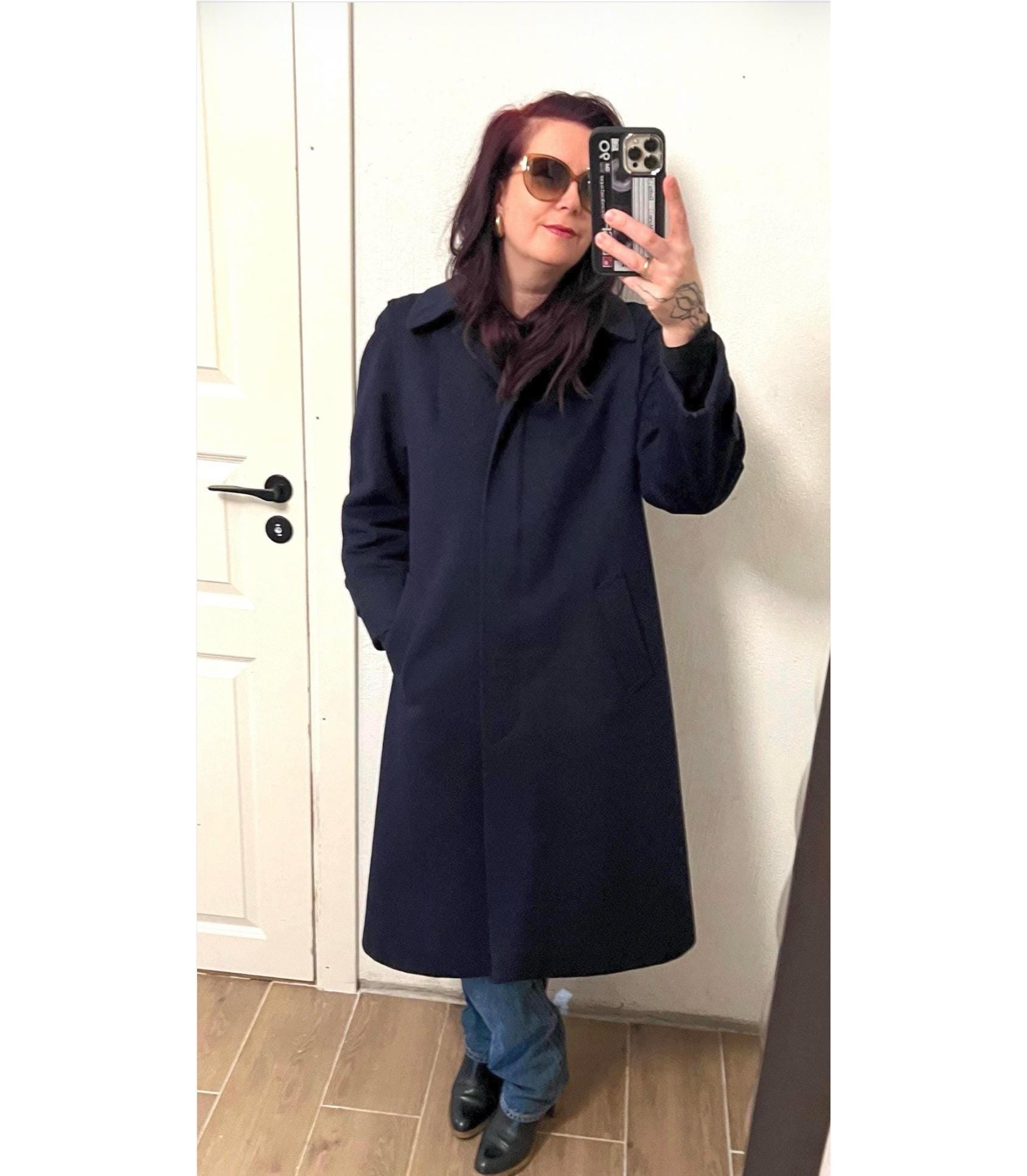 【整理品】希少 ローデンコートLODEN COAT オーストリア製 ネイビー Vintage Austrian Loden Wool Coat, Navy Blue Overcoat, Women's Size