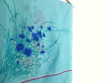 Vintage turquoise flower scarf hair accessory headband kerchief for women M. Buonarroti Roma