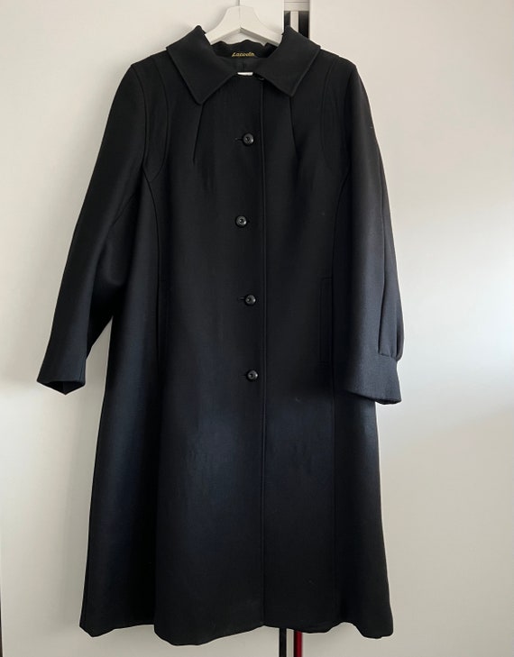 Vintage oversized coat long black pocketed wool o… - image 2