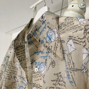 Acabamento blusa vintage de mangas compridas com botões para mulheres tamanho 36 camisa top pequena