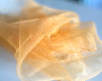 Vintage sheer light orange square scarf for women, headkerchief, hair accessory