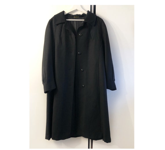 Vintage oversized coat long black pocketed wool o… - image 8