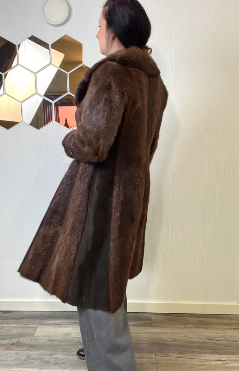 Vintage Norwegian Real Fur Suede Coat: Women's Retro Overcoat (S/M) image 14