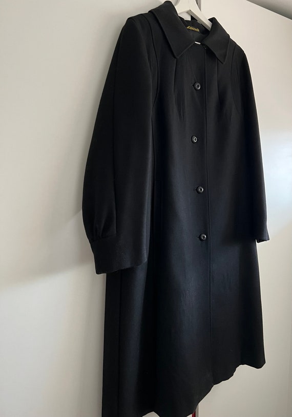 Vintage oversized coat long black pocketed wool o… - image 3