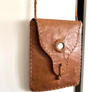 Bolso bandolera vintage de piel para mujer, bolsos de hombro marrones con correa