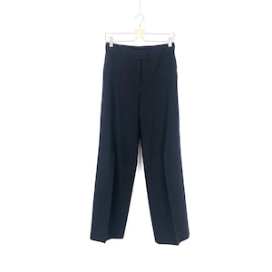 Vintage black striped pants fully lined pleated pocketed trousers for women size s