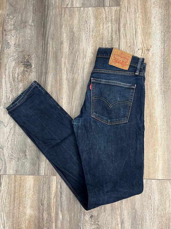 LEVIS W32 Jeans Vintage Dark Wash, Blue Zip up Stretchy Pants for