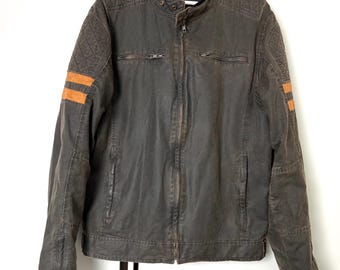 Vinage brown faux suede jacket for men size M, rare biker jackets, blazers, tops