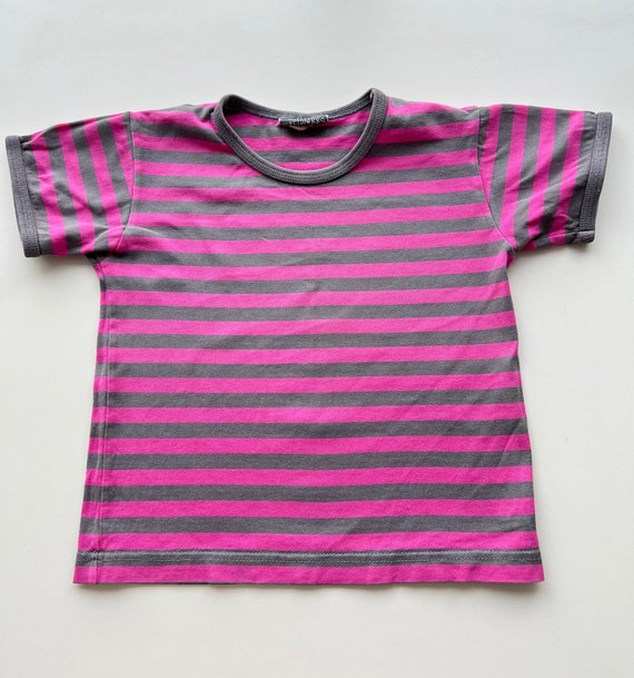 MARIMEKKO vintage top pink grey top striped short 