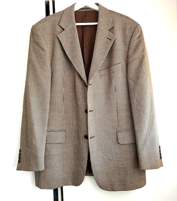 BALMAIN vintage blazer wool high fashion jacket for men,   houndstooth check, size XL , 52