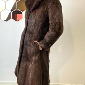 Vintage Norwegian Real Fur Suede Coat: Women's Retro Overcoat (S/M) image 3