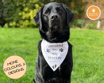 Pañuelo personalizado para anunciar la llegada del bebé / Accesorios para mascotas, Pañuelo para perros / Regalo para perros, Hermano mayor o Hermana mayor, Para anunciar el embarazo
