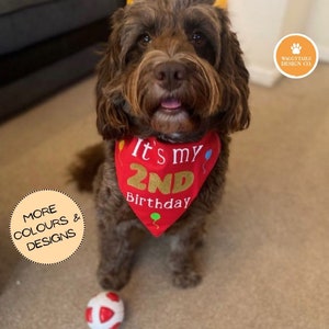 Personalised Dog Birthday Bandana | Birthday Dog Bandana, Dog Birthday Gift | Customise age & name birthday dog bandana for dogs birthday