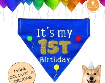 Personalised Dog Birthday Bandana | Birthday Dog Bandana, Dog Birthday Gift | Custom age & name Dog Accessories