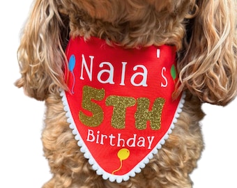 Pañuelo de cumpleaños personalizado para perros / Pañuelo de cumpleaños para perros, regalo de cumpleaños para perros / Accesorios personalizados para perros con edad y nombre