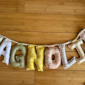 Custom Fabric Name Banner, Hanging Nursery Decor, Handmade Letter Garland
