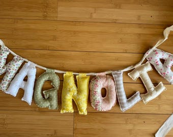 Custom Fabric Name Banner, Hanging Nursery Decor, Handmade Letter Garland