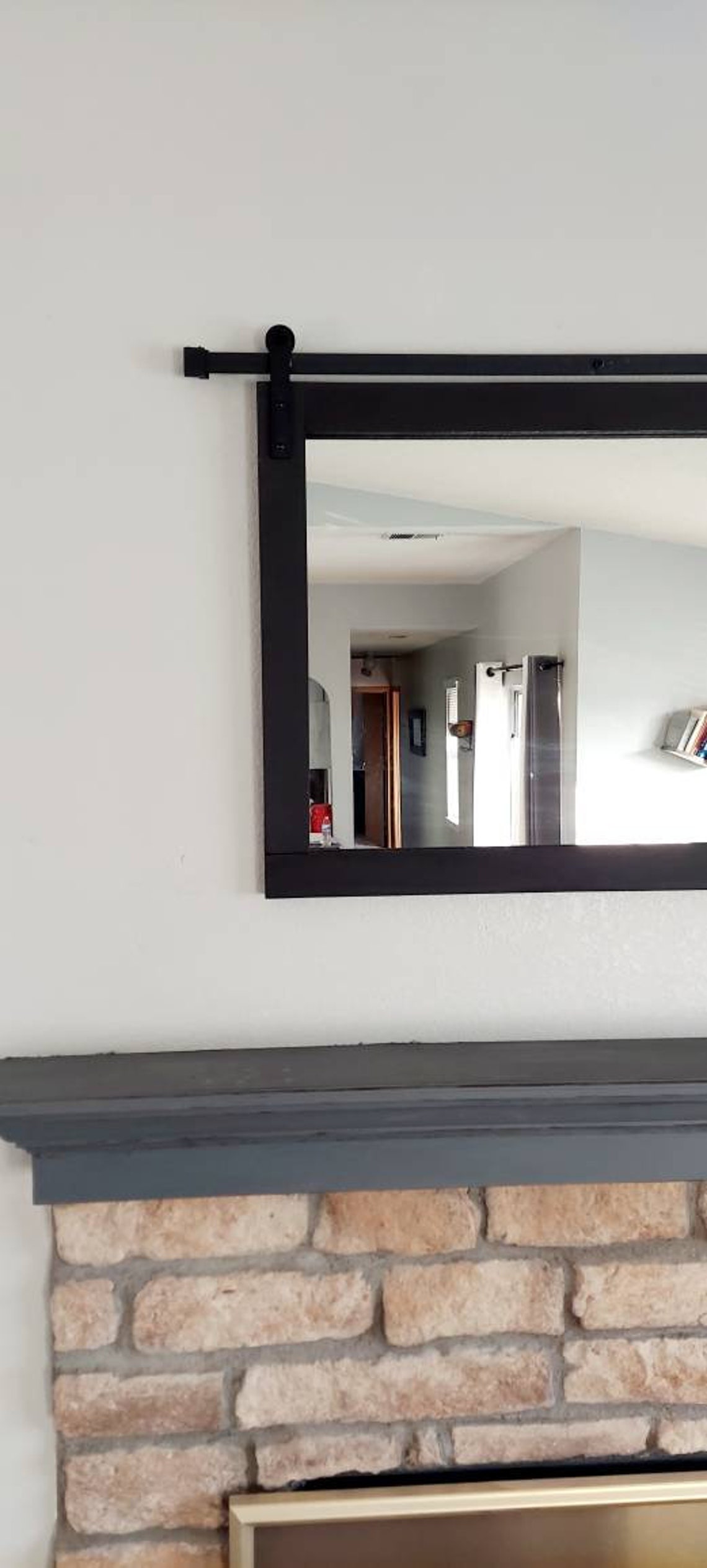 Puerta corredera granero 28x34 espejo de madera de ébano / | Etsy