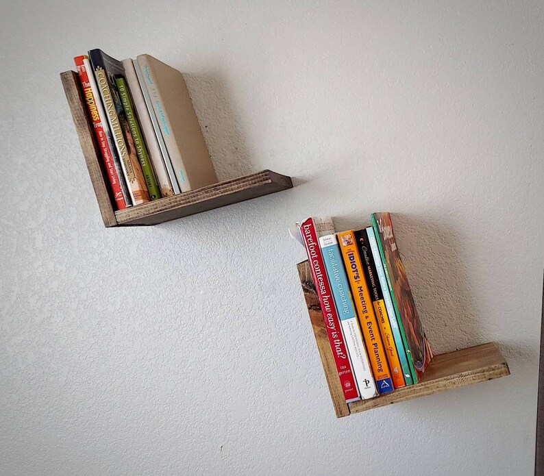 Handmade Rustic Wooden Floating Book Shelves Wooden Wall Book Etsy