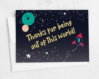 Space Party Thank You Cards | Baby Shower Thank You | Blank Cards | Birthday Party Thank You