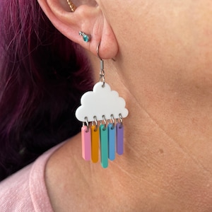 Cloud & Rainbow Drop Statement Earrings