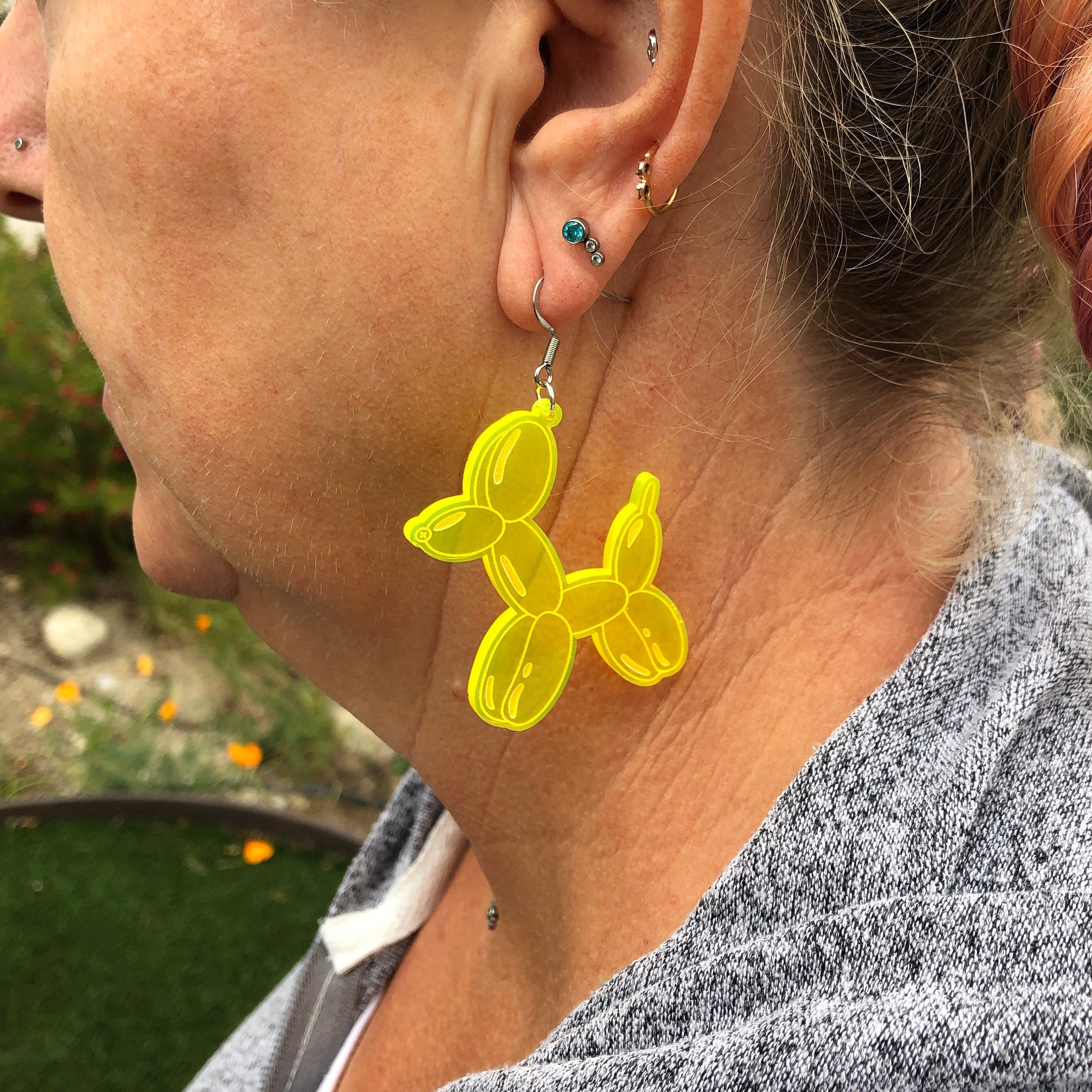 mardi gras balloon dog earrings