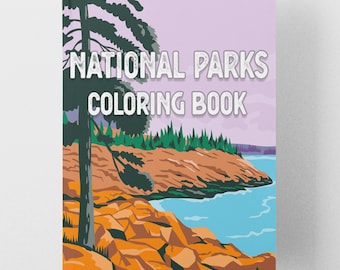 Nationale parken kleurboek VS met 60 illustraties om in te kleuren voor kinderen en volwassenen digitale download