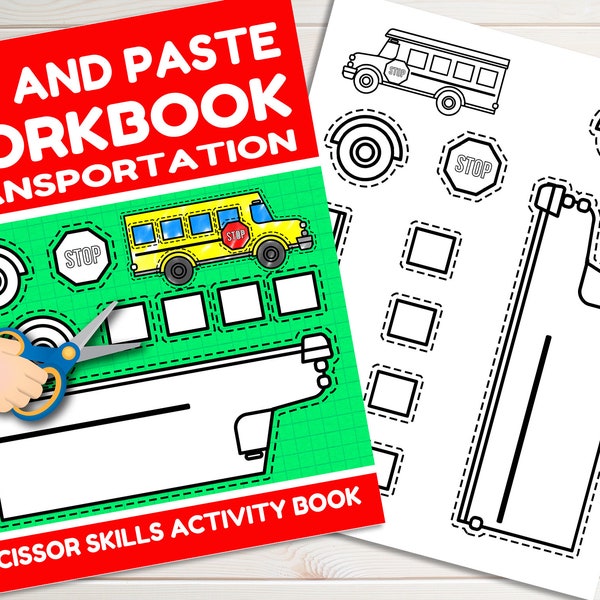 Scissor Cutting Printable Activity Cut And Paste Worksheets Transportation For Preschool And Kindergarten PDF