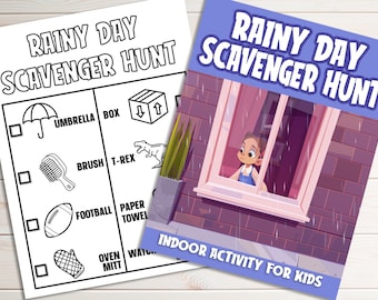 Rainy Day Scavenger Hunt Game Boredom Buster Indoor Activity For Kids Afdrukbaar